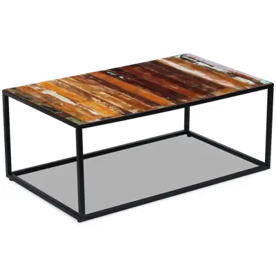 Klubska mizica - kavna mizica - Nizka mizica iz trdnega predelanega lesa 100x60x40 cm