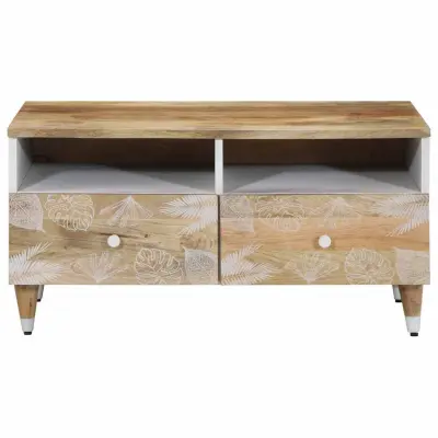 Klubska mizica - kavna mizica - Nizka mizica 80x54x40 cm trden mangov les