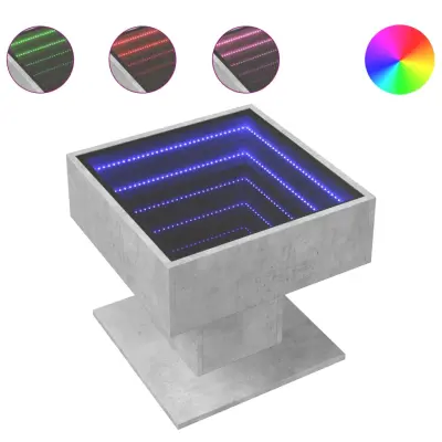 Klubska mizica - kavna mizica - Nizka mizica LED betonsko siva 50x50x45 cm inženirski les