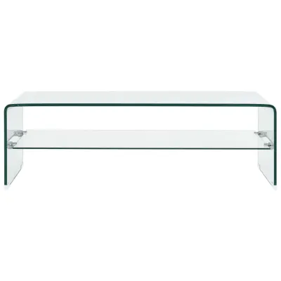 Klubska mizica - kavna mizica - Nizka mizica prozorna 98x45x31 cm kaljeno steklo