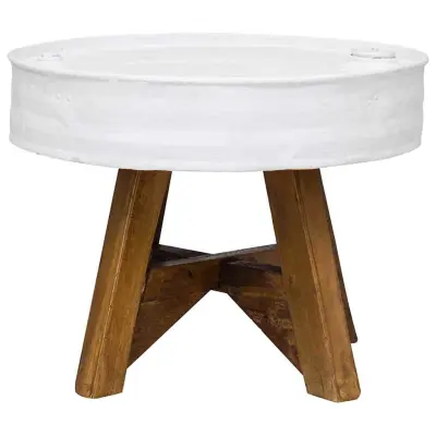 Klubska mizica - kavna mizica - Nizka mizica iz trdnega predelanega lesa 60x45 cm bela