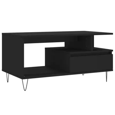 Klubska mizica - kavna mizica - Nizka mizica črna 90x49x45 inženirski les