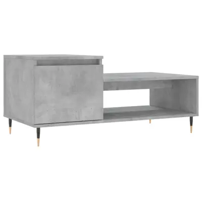 Klubska mizica - kavna mizica - Nizka mizica betonsko siva 100x50x45 cm konstruiran les