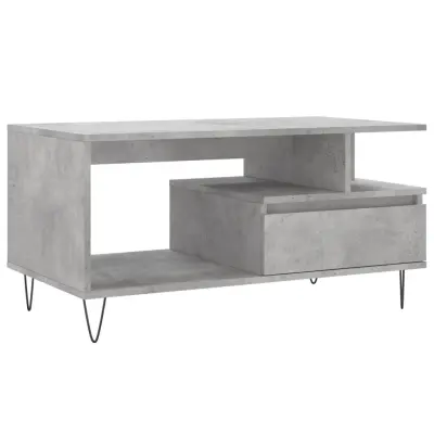 Klubska mizica - kavna mizica - Nizka mizica betonsko siva 90x49x45 cm inženirski les
