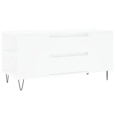 Klubska mizica - kavna mizica - Nizka mizica bela 102x44,5x50 cm inženirski les