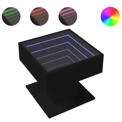 Klubska mizica - kavna mizica - Nizka mizica LED črna 50x50x45 cm inženirski les