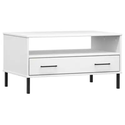 Klubska mizica - kavna mizica - Nizka mizica bela 85x50x45 cm trden les OSLO