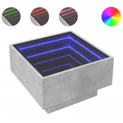 Klubska mizica - kavna mizica - Nizka mizica LED betonsko siva 50x50x30 cm inženirski les