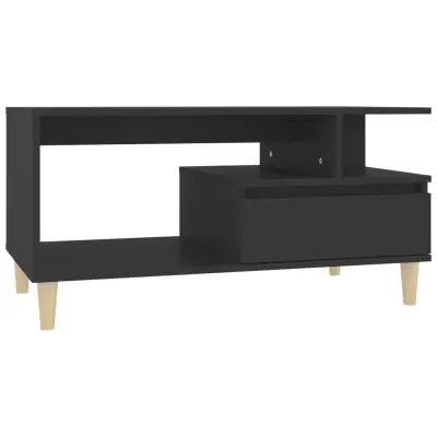 Klubska mizica - kavna mizica - Nizka mizica črna 90x49x45 inženirski les
