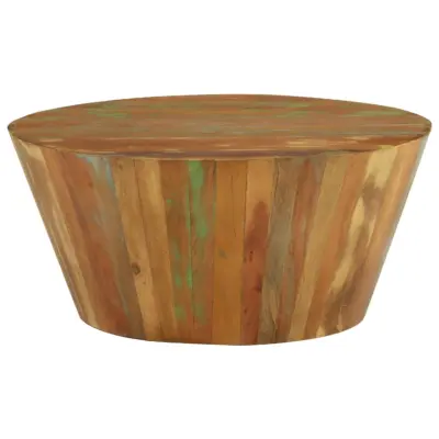 Klubska mizica - kavna mizica - Nizka mizica Ø65x31 cm trden predelan les