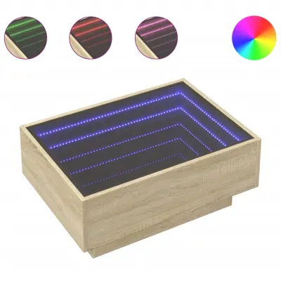Klubska mizica - kavna mizica - Nizka mizica LED sonoma hrast 70x50x30 cm inženirski les