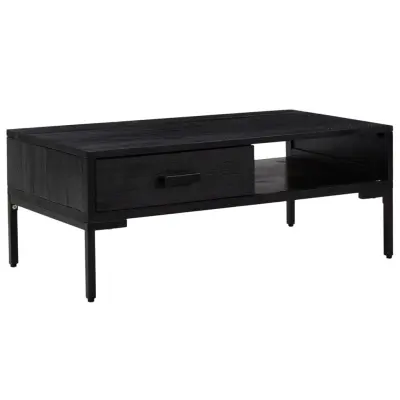 Klubska mizica - kavna mizica - Nizka mizica črna 90x50x35 cm trdna borovina