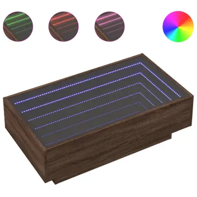 Klubska mizica - kavna mizica - Nizka mizica LED rjavi hrast 90x50x30 cm inženirski les