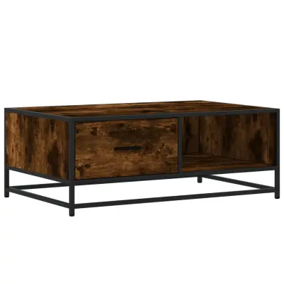 Klubska mizica - kavna mizica - Nizka mizica dimljeni hrast 90x57x35 cm inž. les in kovina