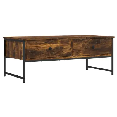 Klubska mizica - kavna mizica - Nizka mizica dimljeni hrast 101x49x39,5 cm inženirski les