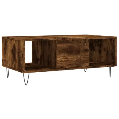 Klubska mizica - kavna mizica - Nizka mizica dimljeni hrast 90x50x36,5 cm inženirski les