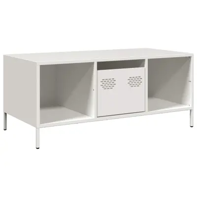 Klubska mizica - kavna mizica - Nizka mizica bela 101,5x50x43,5 cm valjano jeklo