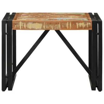 Kava miza - kavna mizica - Nizka mizica Multicolor 50x50x35 cm Masivni les Reclaimed