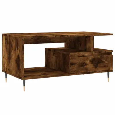 Klubska mizica - kavna mizica - Nizka mizica dimljeni hrast 90x49x45 cm inženirski les