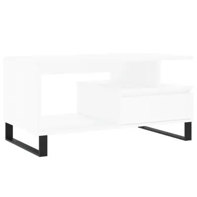 Klubska mizica - kavna mizica - Nizka mizica bela 90x49x45 inženirski les