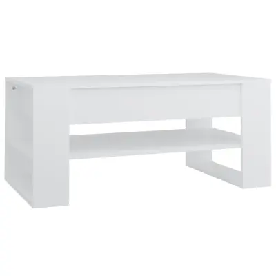 Klubska mizica - kavna mizica - Nizka mizica bela 102x55x45 cm konstruiran les