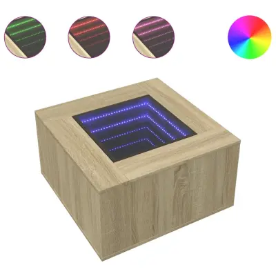 Klubska mizica - kavna mizica - Nizka mizica LED sonoma hrast 60x60x40 cm inženirski les