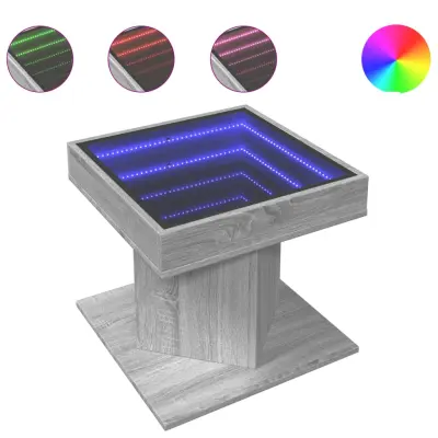 Klubska mizica - kavna mizica - Nizka mizica LED siva sonoma 50x50x45 cm inženirski les