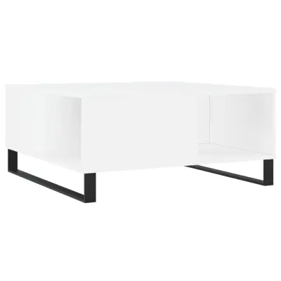 Klubska mizica - kavna mizica - Nizka mizica bela 80x80x36,5 cm inženirski les