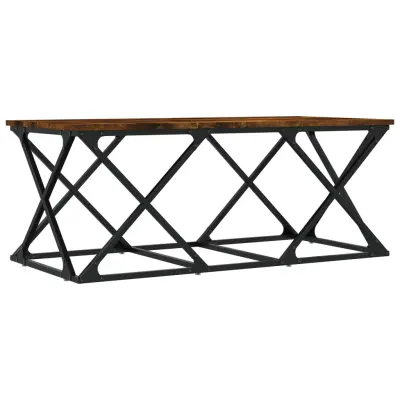 Klubska mizica - kavna mizica - Nizka mizica dimljeni hrast 100x49x40 cm inženirski les