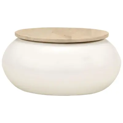 Klubska mizica - kavna mizica - Nizka mizica bela 51x51x27 cm trden mangov les