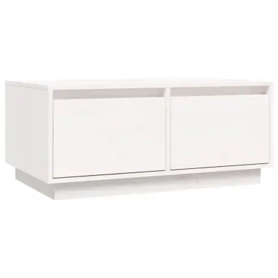 Klubska mizica - kavna mizica - Nizka mizica bela 80x50x35 cm trdna borovina