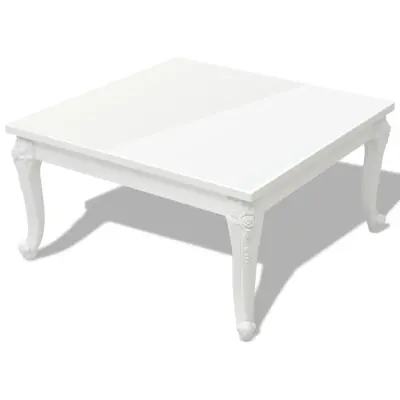 Klubska mizica - kavna mizica - Nizka mizica 80x80x42 cm Visok Sijaj Bele Barve