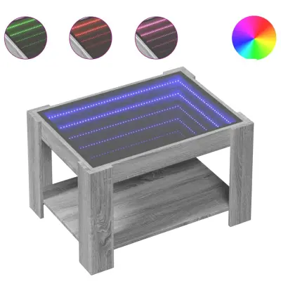Klubska mizica - kavna mizica - Nizka mizica LED siva sonoma 73x53x45 cm inženirski les