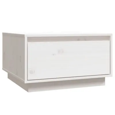 Klubska mizica - kavna mizica - Nizka mizica bela 55x56x32 cm trdna borovina