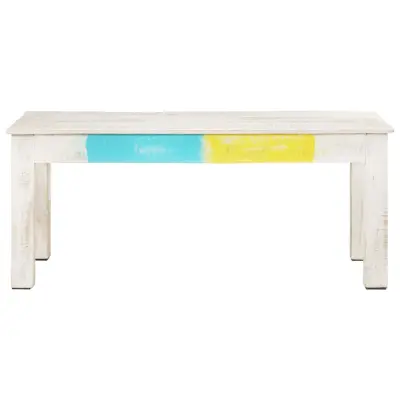 Klubska mizica - kavna mizica - Nizka mizica bela 110x60x45 cm trden mangov les