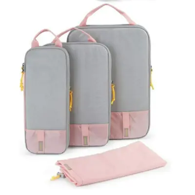 Komplet 3 potovalnih kock za pakiranje Pink