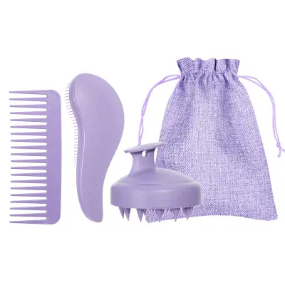 Komplet glavnikov za lase iz pšenične slame (4 kosi) Purple
