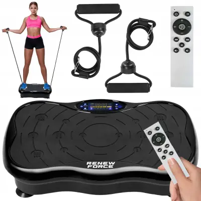LCD fitnes platforma za vibracijsko vadbo z dodatki do 150kg črna
