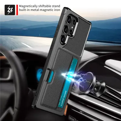 Zaščitna torbica za telefon Samsung z držalom za kartice - črna   Model 10