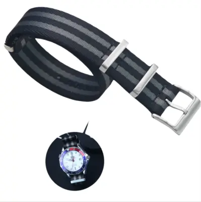 Najlonski pašček za uro Omega Seamaster, Speedmaster, Planet Ocean Black+Grey 22 mm