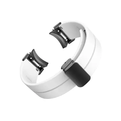 20 mm silikonski pašček za uro s črno zaponko White