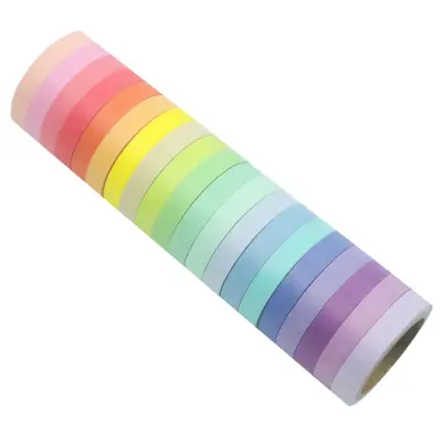 Komplet 20 rolov okrasnega barvnega washi traku  7 mm