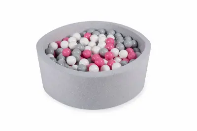 Otroški bazen s kroglicami, okrogel, 200 kroglic, 90x30 cm, Svetlo siva