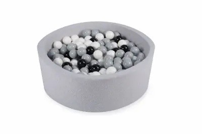 Otroški bazen s kroglicami, okrogel, 200 kroglic, 90x30 cm, Svetlo siva