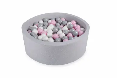 Otroški bazen s kroglicami, okrogel, 200 kroglic, 90x30 cm, Svetlo siva