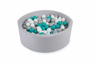 Otroški bazen s kroglicami, okrogel, 200 kroglic, 90x30 cm, Svetlo siva