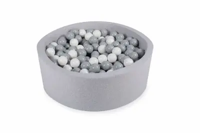 Otroški bazen s kroglicami, okrogel, 200 kroglic, 90x30 cm, Svetlo siva