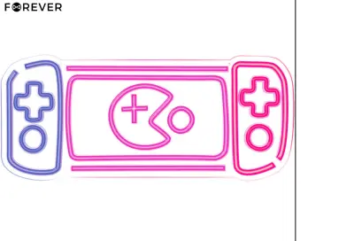 FOREVER Console NEON LED luč, dekorativna, prilagodljiva svetlost, napajanje na USB, stikalo za vklop / izklop, 580x250mm, modra, rdeča, roza