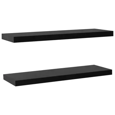 2 kosi Viseče police - Stenske Police črne 120x20x3,8 cm