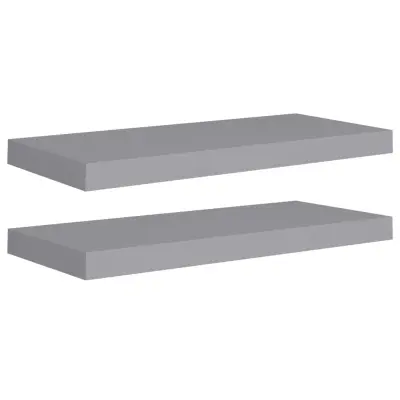 2 kosi Stenske Police - Viseče police sive 60x23,5x3,8 cm MDF